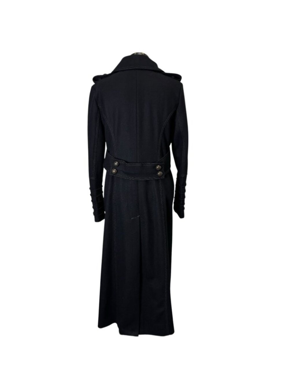 Vintage Y2K JLO Jennifer Lopez Double Breasted Military Wool Duster Trench Coat - Picture 5 of 11